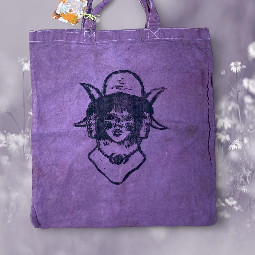 Triple moon goddess tote bag